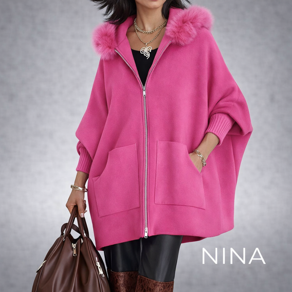 Olivia – Ležérny kabát s kapucňou a kožušinovým golierom