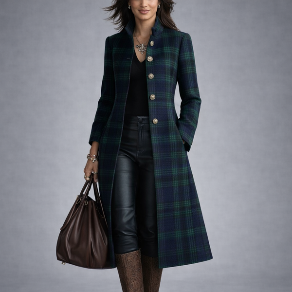 Milton | Dvojfarebný károvaný midi kabát