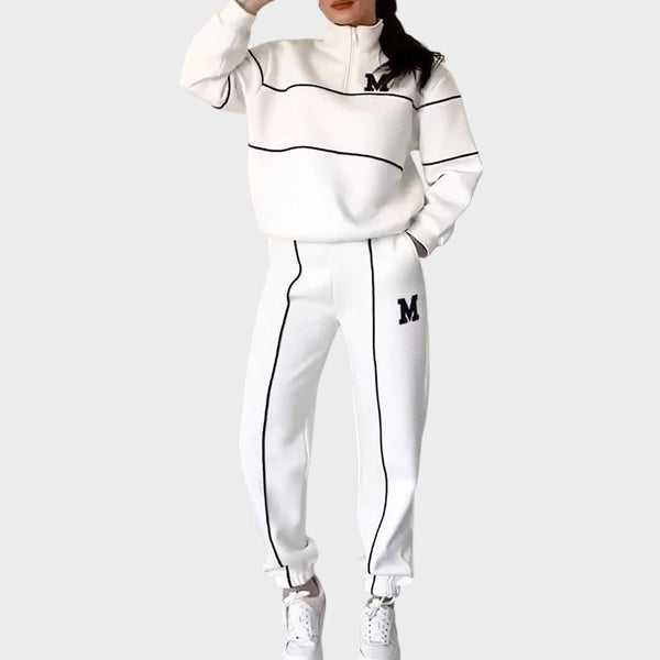 Marcela ™ ｜Ležérny set z 2 dielov s mikinou a líniovým detailom